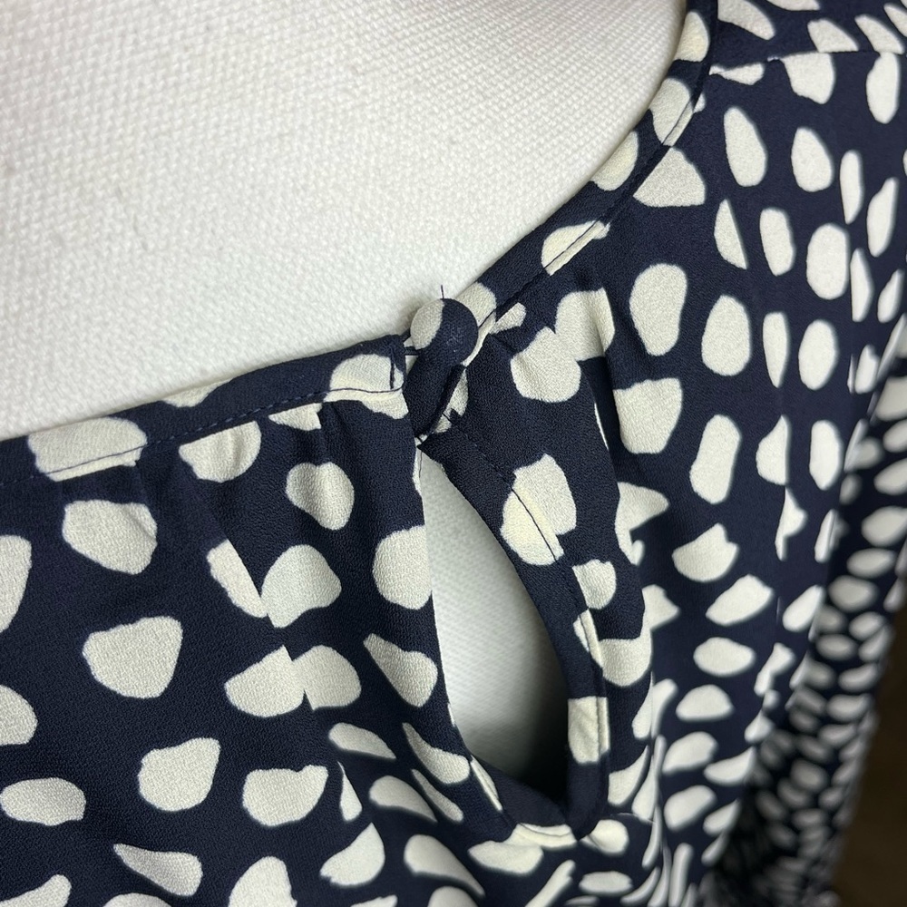 J. Crew Dress Midi Navy Spotted Long Sleeve Chiffon Sundress Party Women’s Sz 2 - Picture 5 of 9